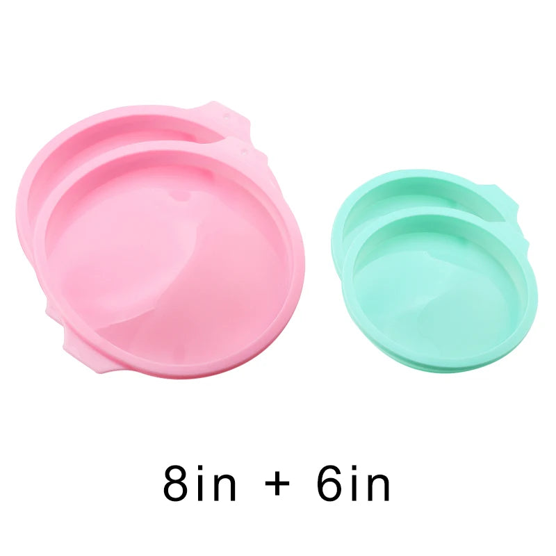 FAIS DU Silicone Cake Pan Set – 2-8pcs 4/6/8inch Round Molds for Rainbow Cake & Mousse Baking