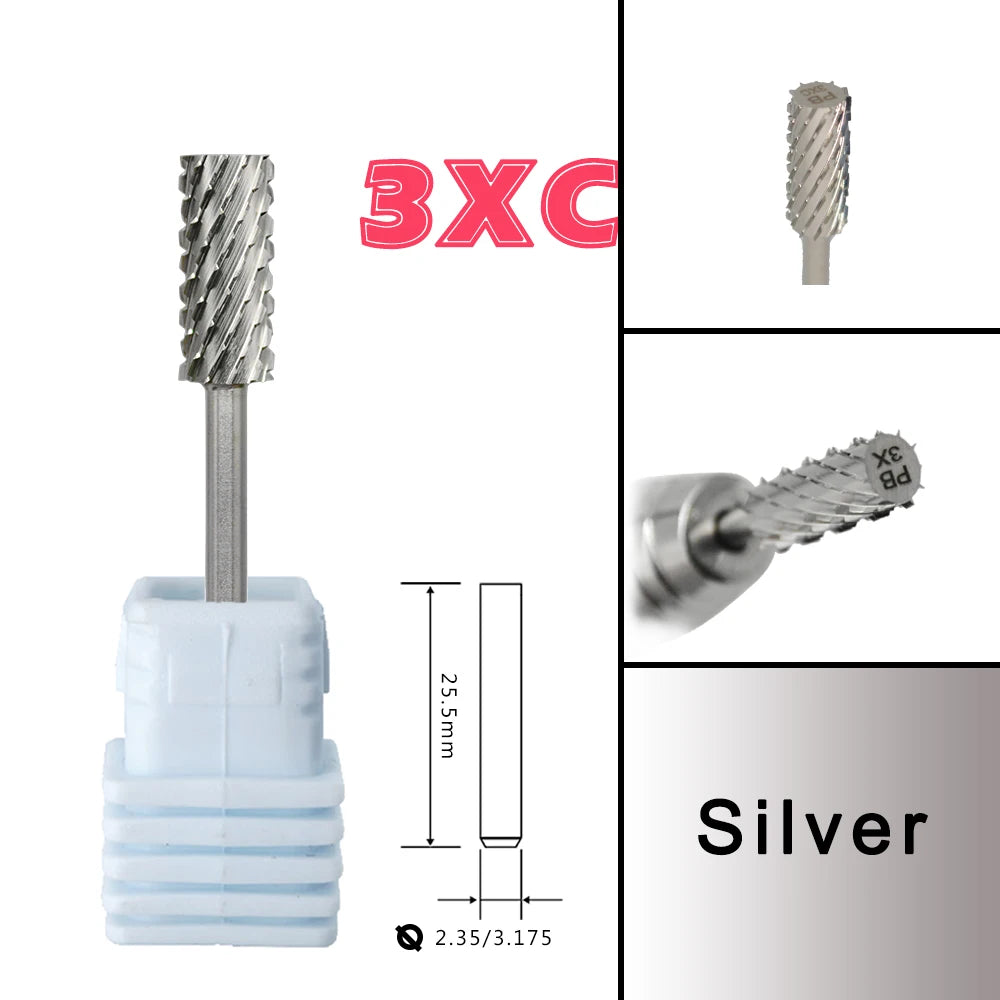 RolinStar 5.35 Small Barrel Silver Tungsten Steel Carbide Nail Drill Bits – Milling Cutter German Accessories