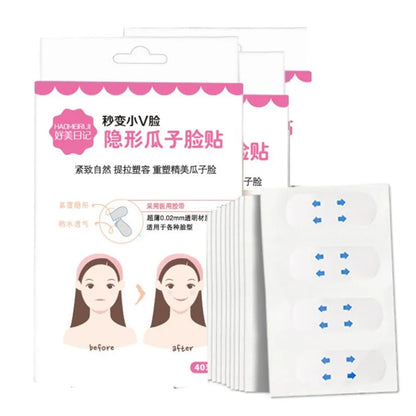 40PCS Invisible Face Lift Tape Stickers – Thin V-Shape Facial Adhesive Strips for Skin Tightening, Wrinkle & Sagging Support