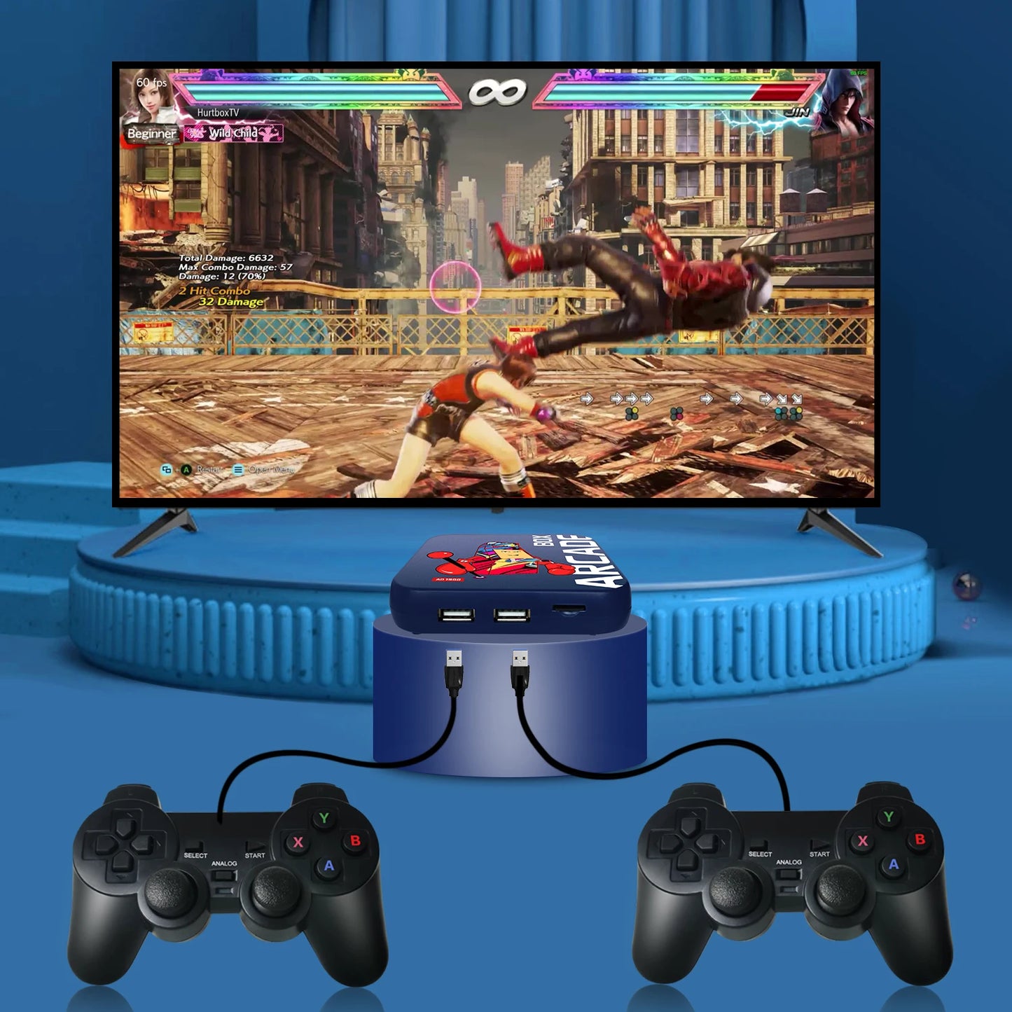 Arcade Box Game Console – 64GB Retro Gaming with 33,000+ Games for PS1/DC/Naomi, 4K HD Display for TV, Projector & Monitor