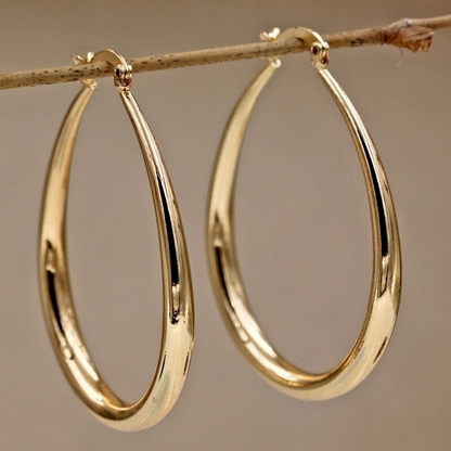 Shiny Gold Hoop Earrings for Women – Fashion Jewelry for Engagement & Wedding Gift