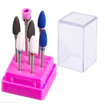 7pcs Nail Art Tungsten Steel Milling Cutter Set - Ceramic Nail Drill Bits for Electric Nail Machine & Pedicure Tool Accessories