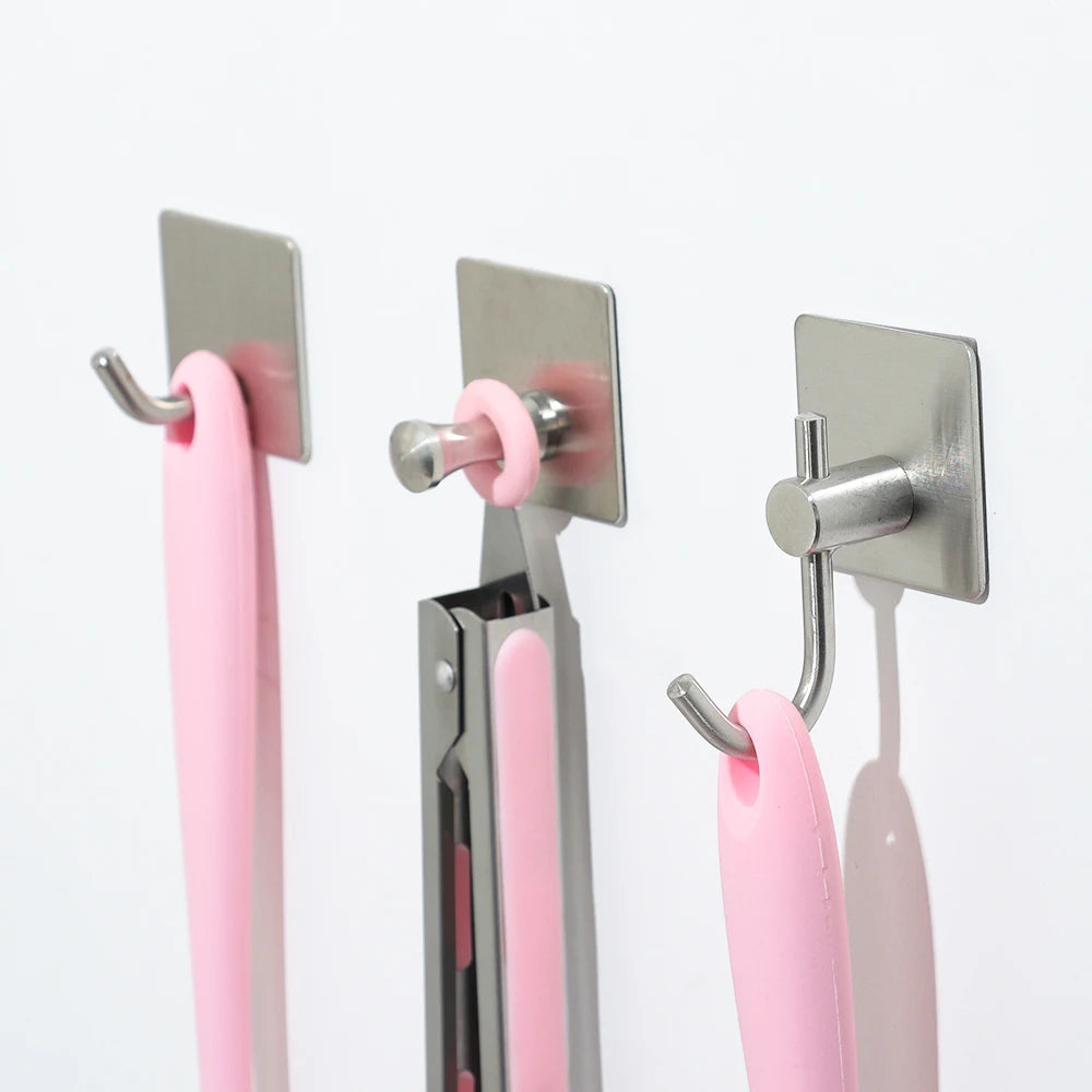 Stainless Steel Wall-Mounted Robe Hook - Rustproof Adhesive Towel and Coat Hanger for Bathrooms and Kitchens