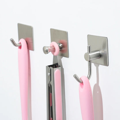 Stainless Steel Wall-Mounted Robe Hook - Rustproof Adhesive Towel and Coat Hanger for Bathrooms and Kitchens