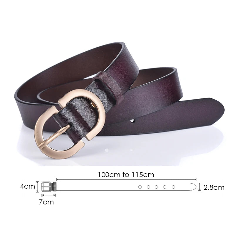 VATLTY Women's Leather Belt – Authentic Cowhide with Golden Alloy Buckle, Jeans & Trousers Belt (ZK105)