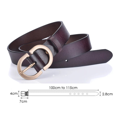 VATLTY Women's Leather Belt – Authentic Cowhide with Golden Alloy Buckle, Jeans & Trousers Belt (ZK105)