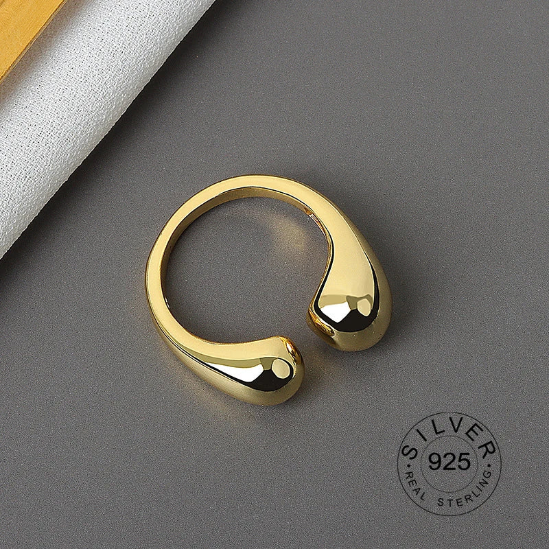 925 Sterling Silver Women’s Open Wave Ring – Irregular Wide Noodle Design Gift