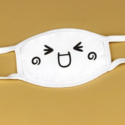 Kawaii Anime Expression Cotton Face Mask – Breathable Smile Mouth Muffle for Unisex Korean Style