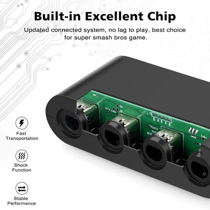 4-Port GameCube Controller Adapter – USB Converter for Nintendo Switch, Wii U, PC, and NGC – Star Fighting Game Support