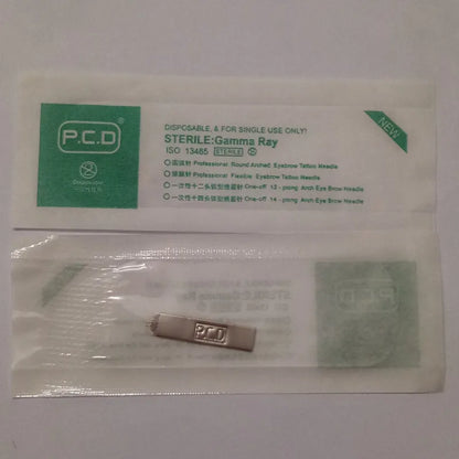 50pcs Permanent Makeup Eyebrow U-Pin PCD Blades — 12/14/19 Microblading Needles for 3D Embroidery Manual Pen