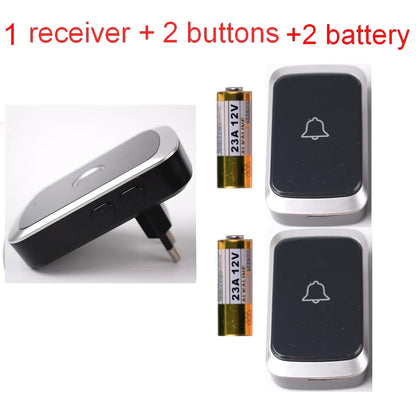 Waterproof Wireless Doorbell — AC 100V-240V EU Plug, Smart Remote Control, Battery Included, Plug & Play