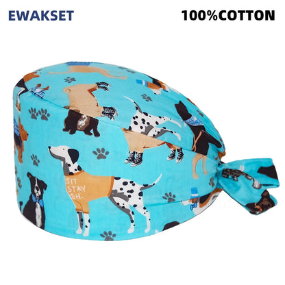 Unisex Soft Scrub Cap – Cartoon Print Surgical Hat for Men and Women, Operating Room Nursing Accessories