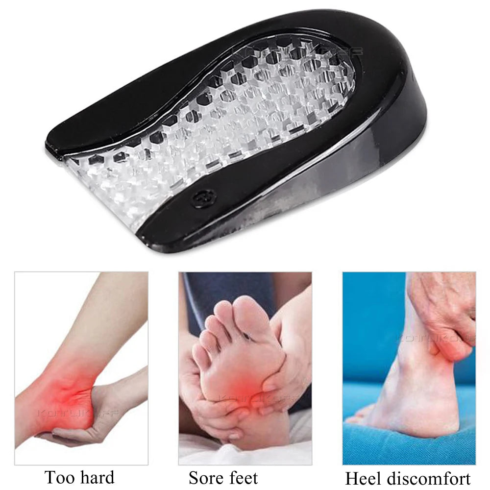 Silicone Gel Heel Pads - Shock Absorbing Cushion Inserts for Foot Support, Heel Comfort & Height Lift
