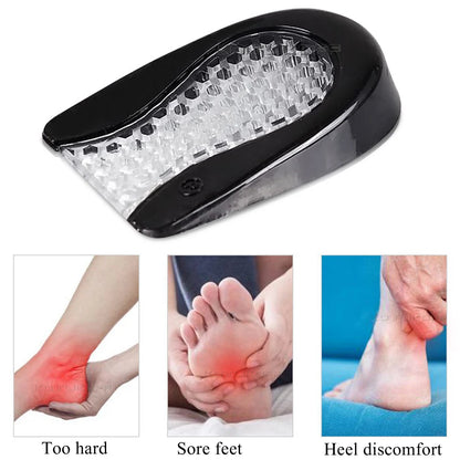 Silicone Gel Heel Pads - Shock Absorbing Cushion Inserts for Foot Support, Heel Comfort & Height Lift