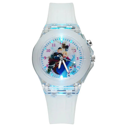 Disney Frozen Princess Kids Watch - Girls' Luminous LED Colorful Wristwatch for Students & Ladies
