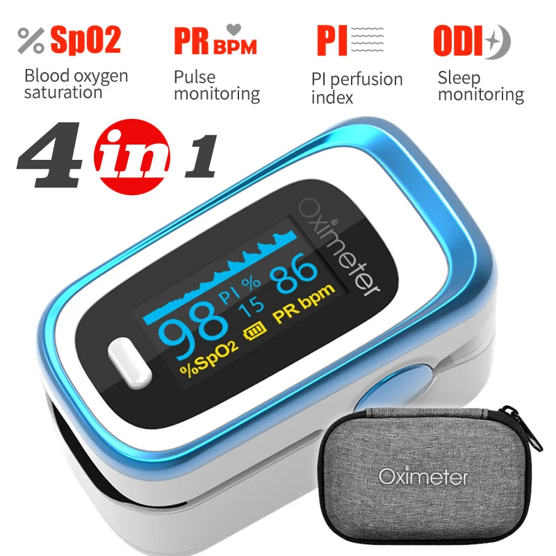 KIUZOU Finger Pulse Oximeter – SPO2, PR, PI, RR Blood Oxygen Saturation & Heart Rate Monitor, OLED Display