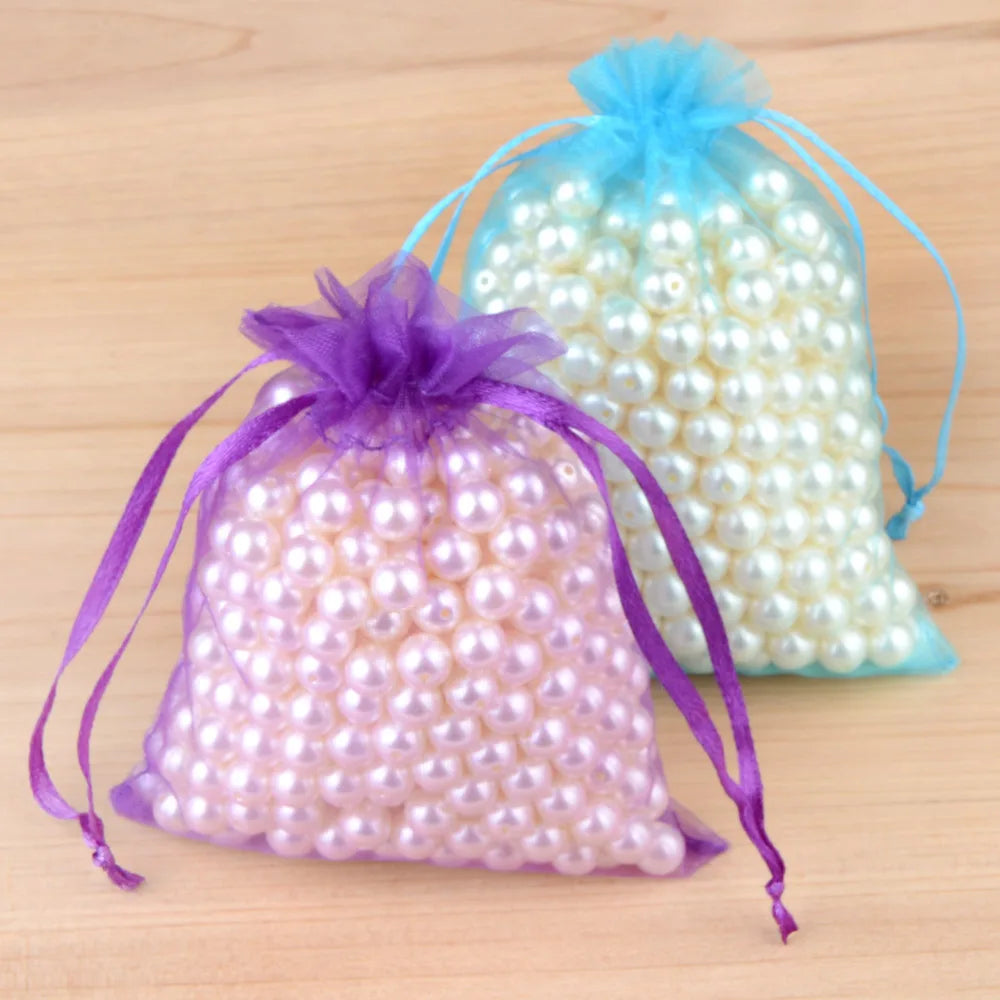 100pcs Organza Gift Bags – 7×9, 9×12, 10×15, 13×18cm Wedding & Jewelry Pouches