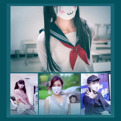 Kawaii Anime Expression Cotton Face Mask – Breathable Smile Mouth Muffle for Unisex Korean Style