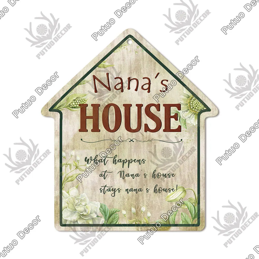 Putuo Decor Welcome House Shaped Wooden Sign – Rustic Hanging Plate for Home, Living Room Wall Decor
