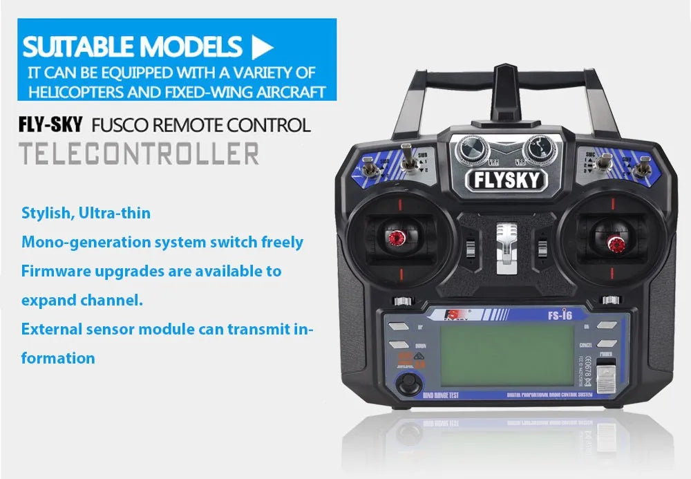 Flysky FS-i6 2.4G 6CH RC Transmitter Controller – FS-iA6 Receiver for Helicopter, Plane, Quadcopter & Glider