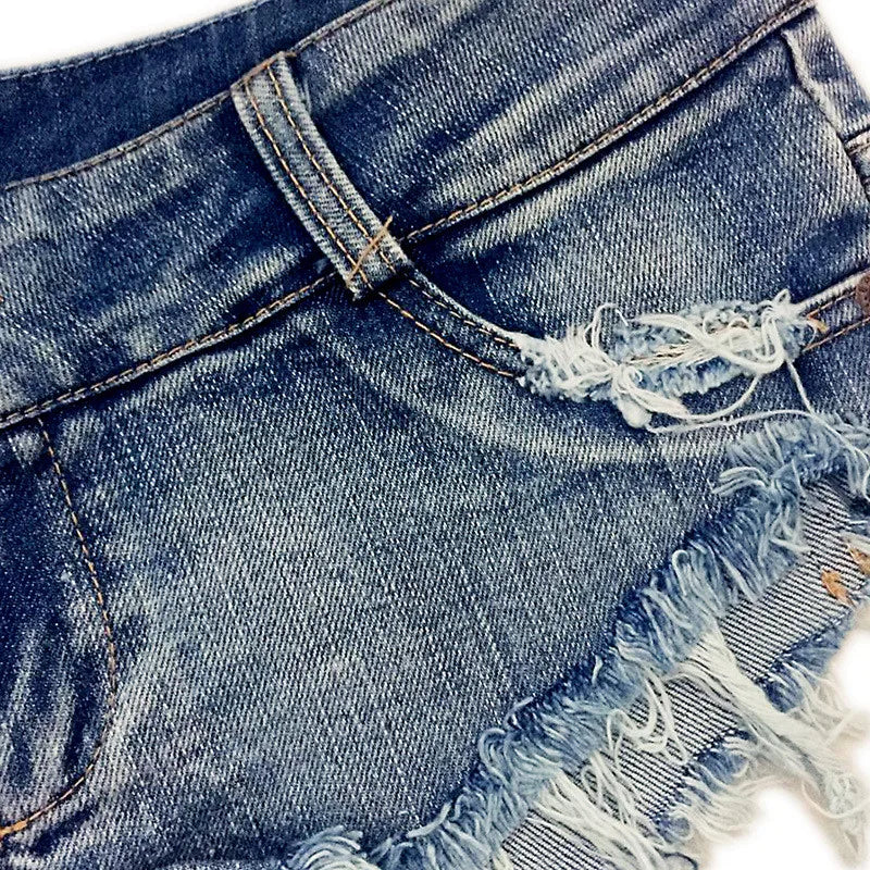 2025 Sexy Women’s Denim Booty Shorts – Low Waist Skinny Hole Clubwear Shorts