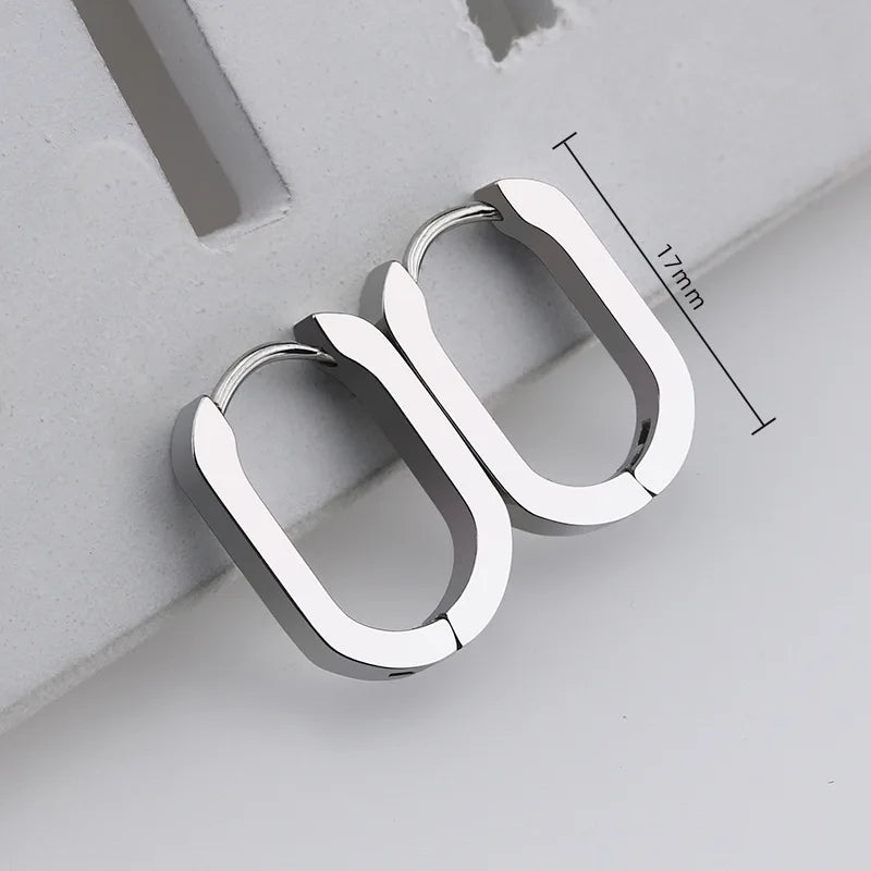 MEYRROYU Stainless Steel Mini Hoop Earrings – 3 Color Geometric Jewelry for Women & Men