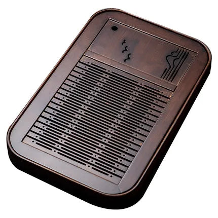 Natural Bamboo Wood Tea Tray – Rectangle Tea Set with Drainage, Water Storage Board for Chinese Tea Cups, Home Accessories