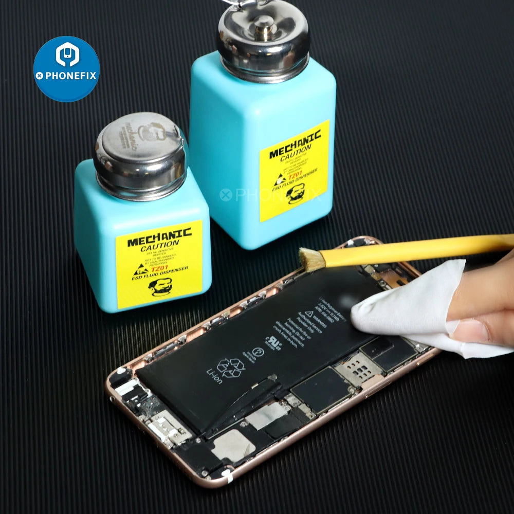 MECHANIC 180ML Alcohol Bottle – Plastic ESD Liquid Dispenser for iPhone Repair & Motherboard Cleaning