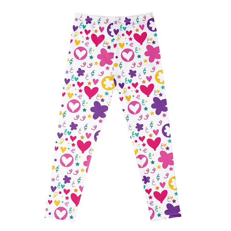 Kids Girls Cartoon Print Leggings – Soft Milk Silk Casual Stretch Sports Pants for Baby Girls Comfortable Trousers 4–12Y