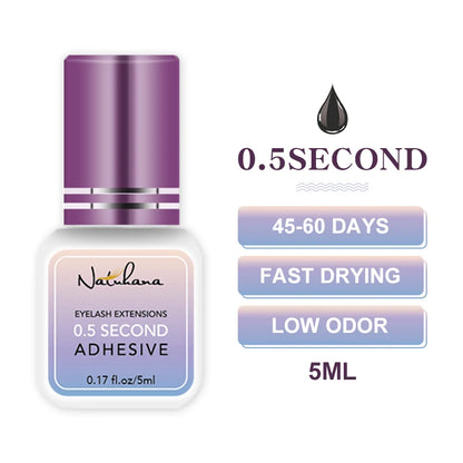 Professional Fast Dry Eyelash Extension Glue 5ml – Strong Hold 0.3s–3s Lash Adhesive for False Eyelashes & Salon Use