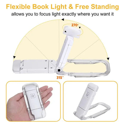 LED USB Rechargeable Book Light - Portable Clip Desk Light for Reading, Eye Protection Night Lamp, Bookmark Read Light