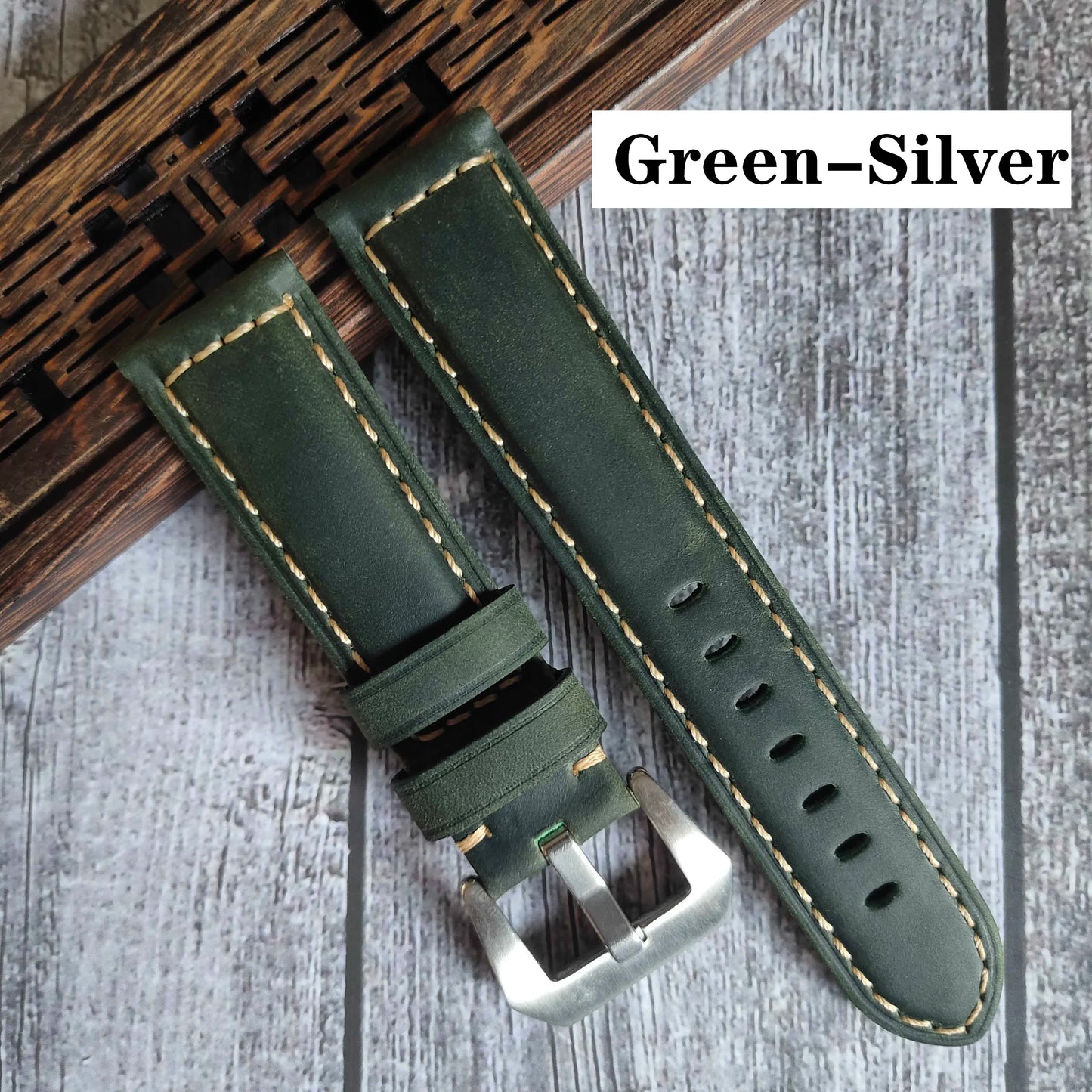 Genuine Leather Watch Band for Panerai Luminor & Radiomir – 18mm-24mm High-Quality Strap with Stainless Steel Buckle