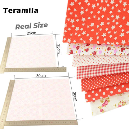 Teramila 7/8 Pcs Patchwork Quilt Fabrics Set - 30x30cm/25x25cm Cotton Sewing Cloth for Needlework and Handmade Projects