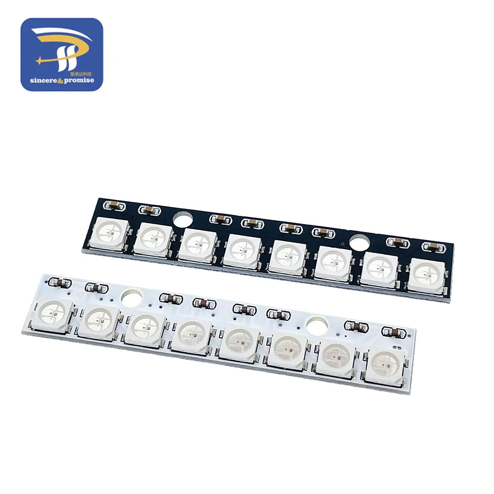 8-Bit WS2812B RGB LED Lamp Panel Module - 5V 5050 Full-Color Rainbow Lights for Arduino Projects
