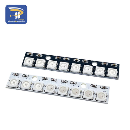 WS2812B 8x1 RGB LED Panel Module - 8-Bit 5V Rainbow Light Board for Arduino