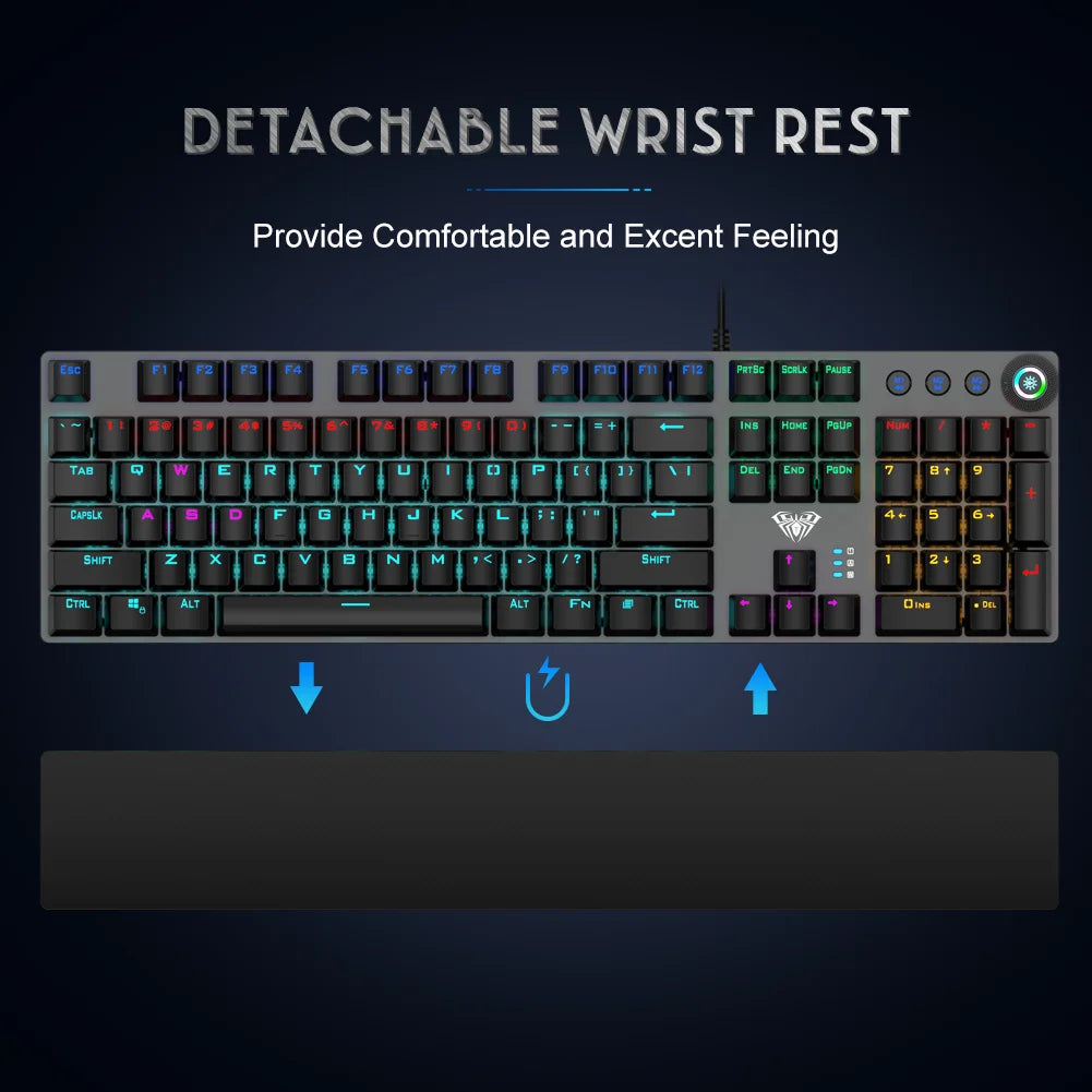 AULA F2088 Mechanical Gaming Keyboard – 104 Keys, Anti-Ghosting, Brown/Blue Switch, Wired RGB Backlit for PC & Laptop