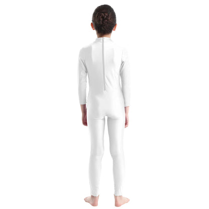 Kids Girls Full Body Gymnastics Bodysuit, Ballet Dance Jersey Leotard, Jumpsuit Sports Unitard, Children Dancewear and Sportswear