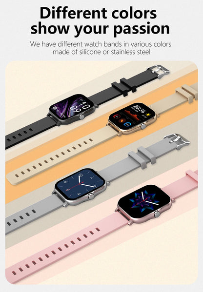 Smartwatch with Full Touch Screen — Call, Message Reminder, Music Control & Multi-Function Fitness Tracker, Compatible with iPhone & Android