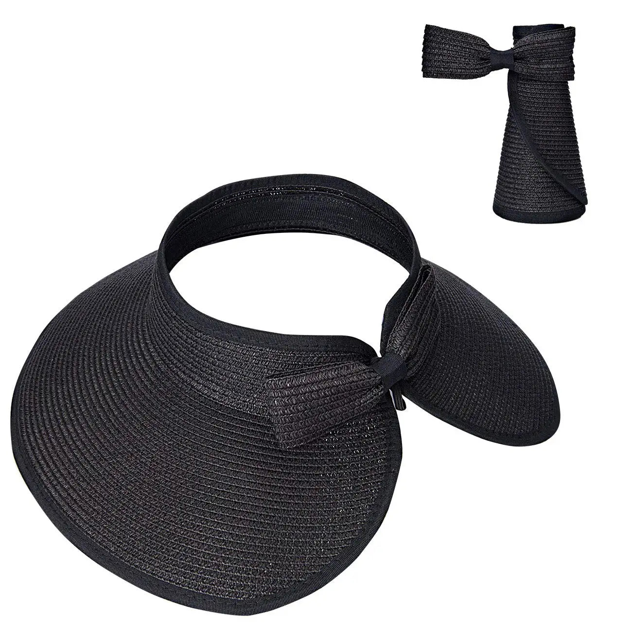 Women’s Summer Visor Hat – Foldable Wide-Brim Straw Cap, Stylish UV-Resistant Sun Hat for Beach & Hiking
