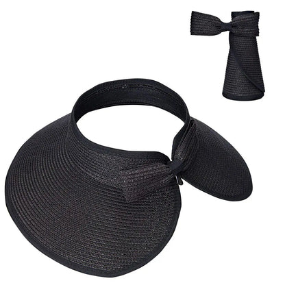 Women’s Summer Visor Hat – Foldable Wide-Brim Straw Cap, Stylish UV-Resistant Sun Hat for Beach & Hiking