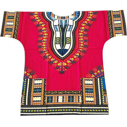 African Dashiki Cotton T-Shirt - Traditional Printed Unisex Fashion Top with Vibrant Ethnic Style Design