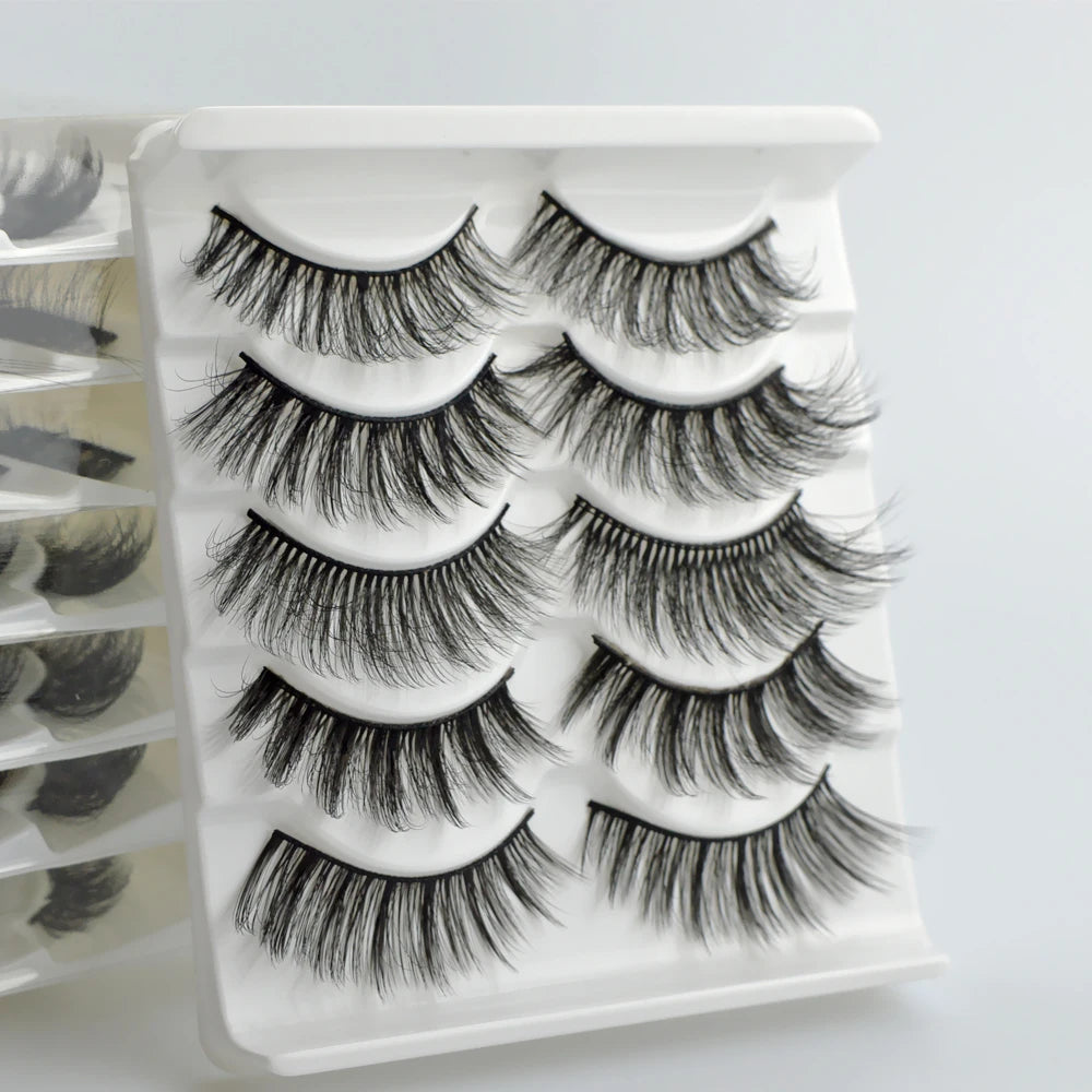 QSTY 5 Pairs 3D Mink False Eyelashes – Natural Long Dramatic Volume Black Lash Extensions