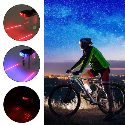 Waterproof Bicycle Cycling Taillights – LED Laser Safety Warning Lights for Bicycles, Tail Light Accessories