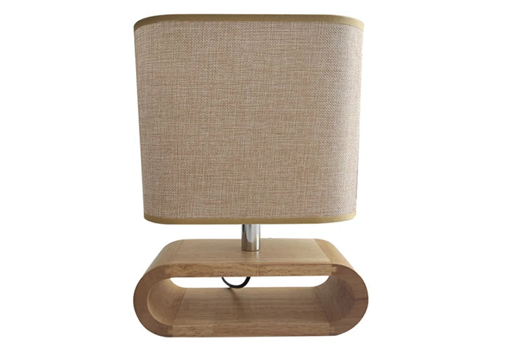 Nordic Wood Base Table Lamp with Cloth Lampshade - E27 Bedside, Desk & Reading Light for Living Room & Bedroom