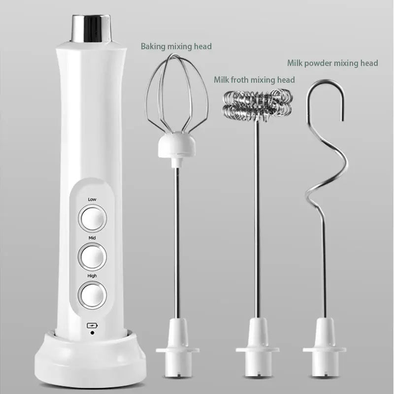 3-in-1 Rechargeable Electric Milk Frother | High-Speed Handheld Foam Maker & Coffee Frothing Wand | Portable Drink Mixer