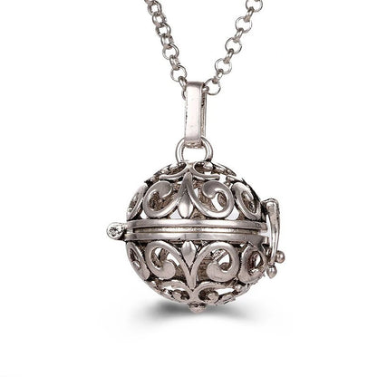Mexico Music Ball Hollow Zircon Pendant Necklace – Vintage Perfume Aromatherapy Locket for Women