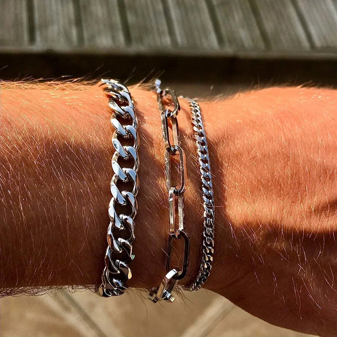 Vnox Men’s Simple Stainless Steel Curb Cuban Link Chain Bracelet – 3-11mm Width, Unisex Wrist Jewelry – Ideal Gift for Women and Men