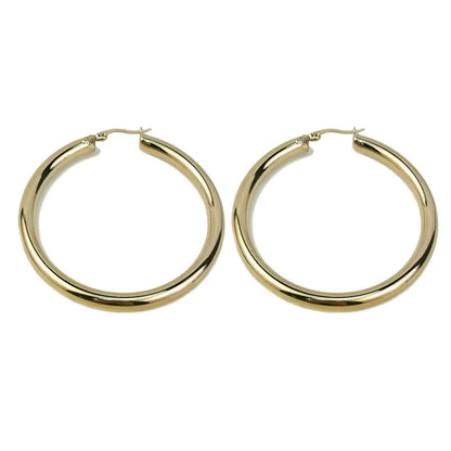 MANILAI Wide Stainless Steel Tube Hoop Earrings — 55mm Punk Statement Earrings for Women, Fashion Jewelry Brincos