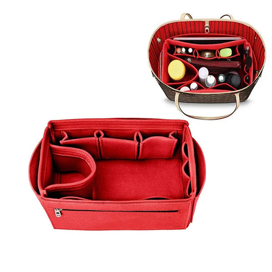 Makeup Organizer Handbag Insert: Felt Cloth Travel Inner Purse Bag - Portable Cosmetic Bags for Speedy, Neverfull