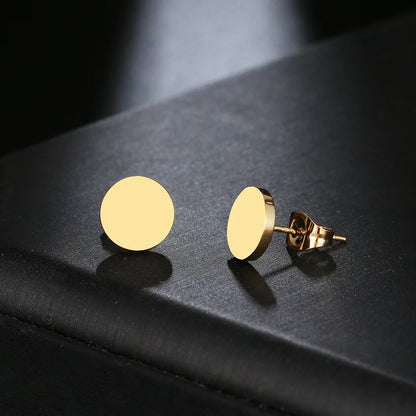 Minimalist Stainless Steel Round Stud Earrings – Classic Fashion Jewelry for Women